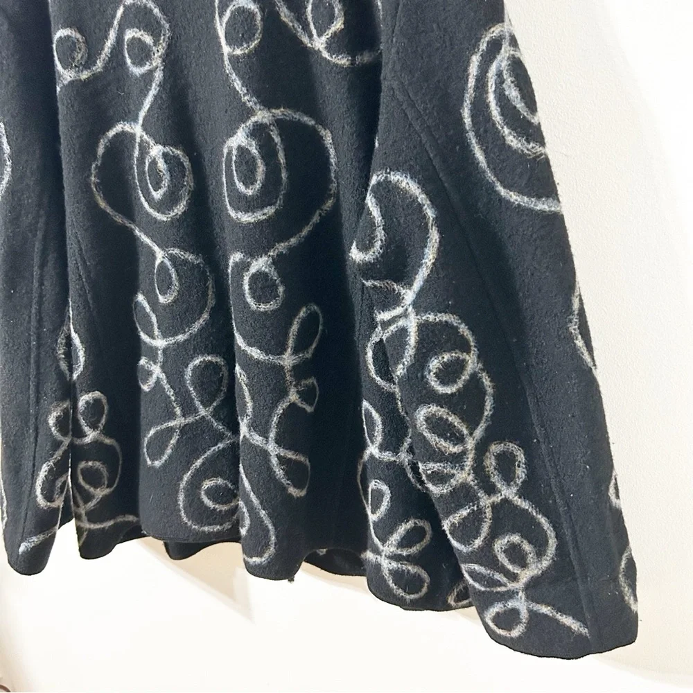 Vintage Carole Little Boiled Wool Cardigan Jacket Black- Yellow Blue White Swirl - Picture 10 of 16